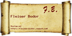 Fleiser Bodor névjegykártya